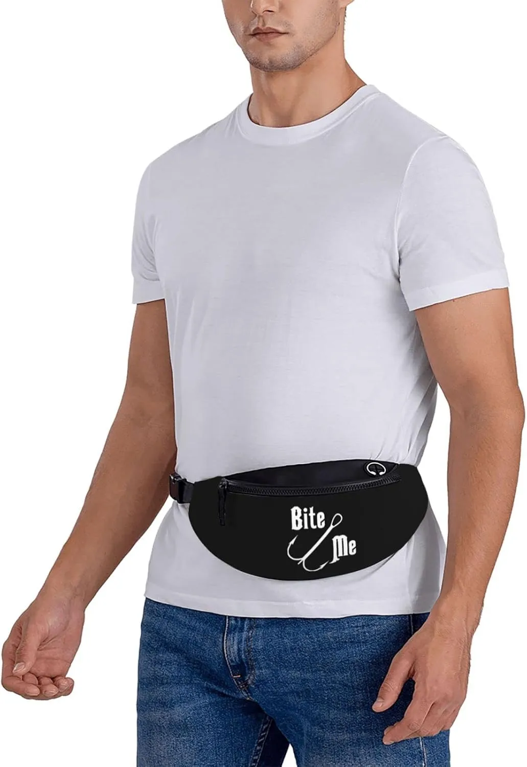 Fisherman'S Fish Hook Bite Me Adjustable Leisure Waistpack Outdoor Sports Running Waistpack Travel Phone Bag