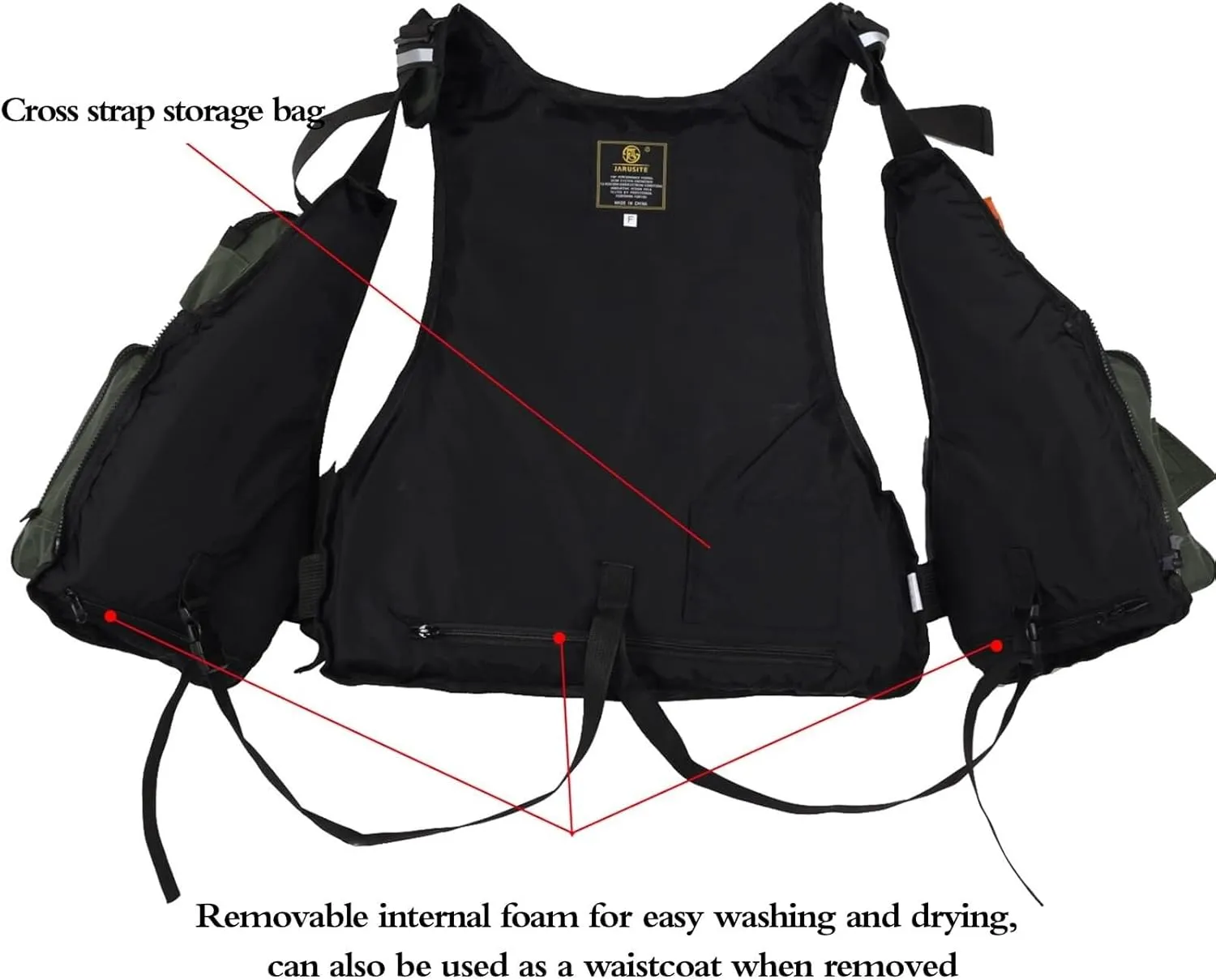 Fishing Jackets with Adjustable Shoulder Waist, Whistle for Swimming Water Equipment Boat Kayak