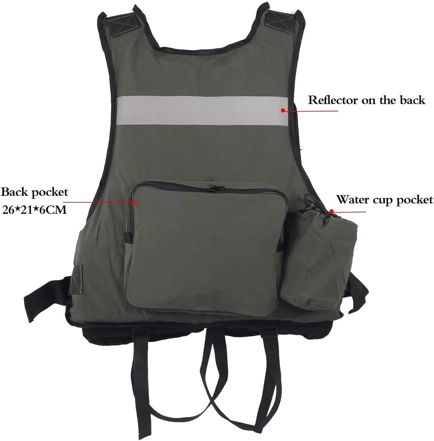 Fishing Jackets with Adjustable Shoulder Waist, Whistle for Swimming Water Equipment Boat Kayak