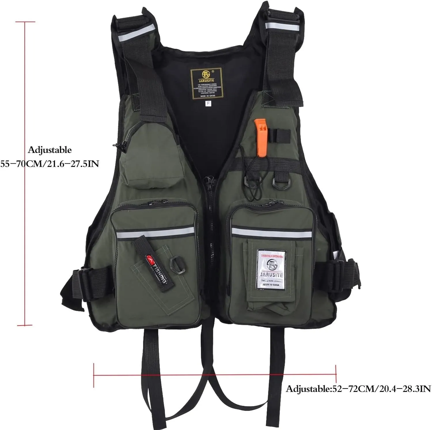 Fishing Jackets with Adjustable Shoulder Waist, Whistle for Swimming Water Equipment Boat Kayak