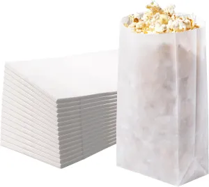 Fit Meal Prep [1000 Pack] 4 Lb Waxed Bakery Bags - White Paper, Biodegradable Grease Resistant for To Go Snacks, Cookie, Sandwich, Candy, Popcorn, Bread, Wedding, Party Flavor, Restaurant
