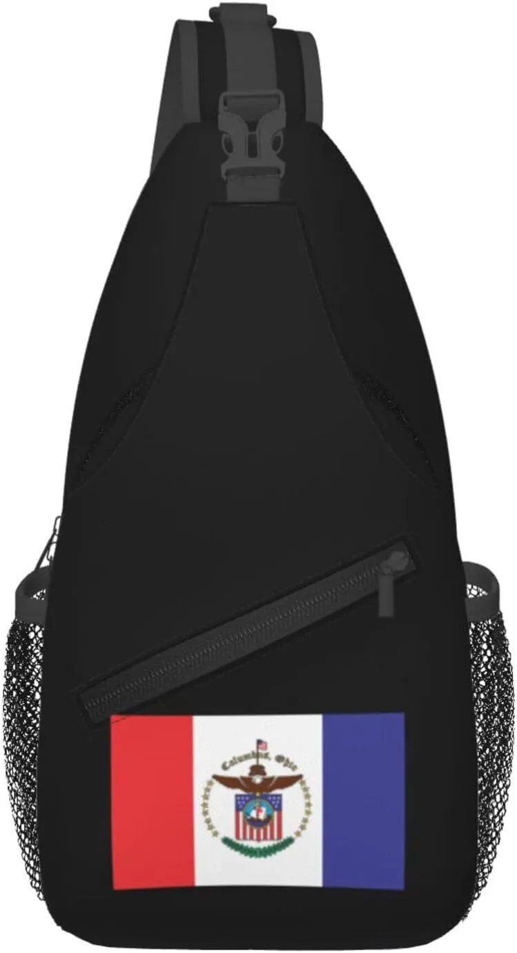 Flag Of Columbus, Ohio (1965-1975) Crossbody Bags For Women Men Chest Backpack Gym Shoulder Bag Travel Outdoor Sports Casual Crossbody Bags