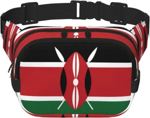 Flag of Kenya Fitness travel shoulder bag, fashionable and casual waist bag, square double-layer waist bag