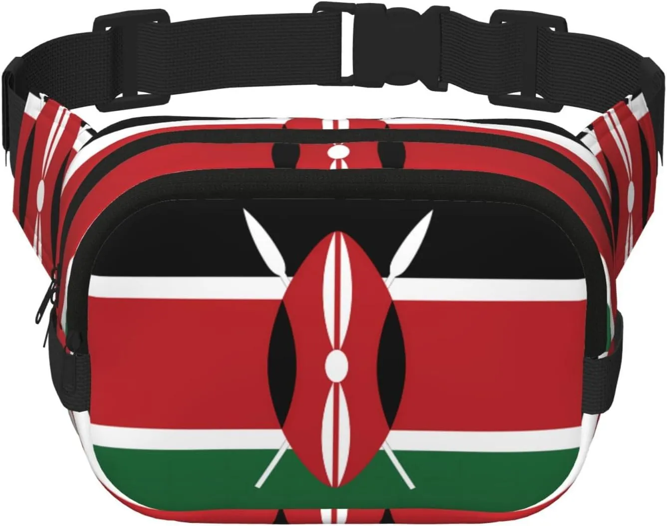 Flag of Kenya Fitness travel shoulder bag, fashionable and casual waist bag, square double-layer waist bag