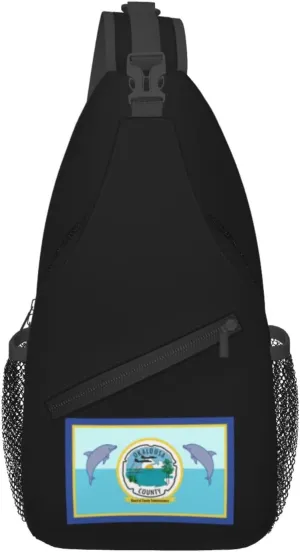 Flag Of Okaloosa County, Florida Crossbody Bags For Women Men Chest Backpack Gym Shoulder Bag Travel Outdoor Sports Casual Crossbody Bags