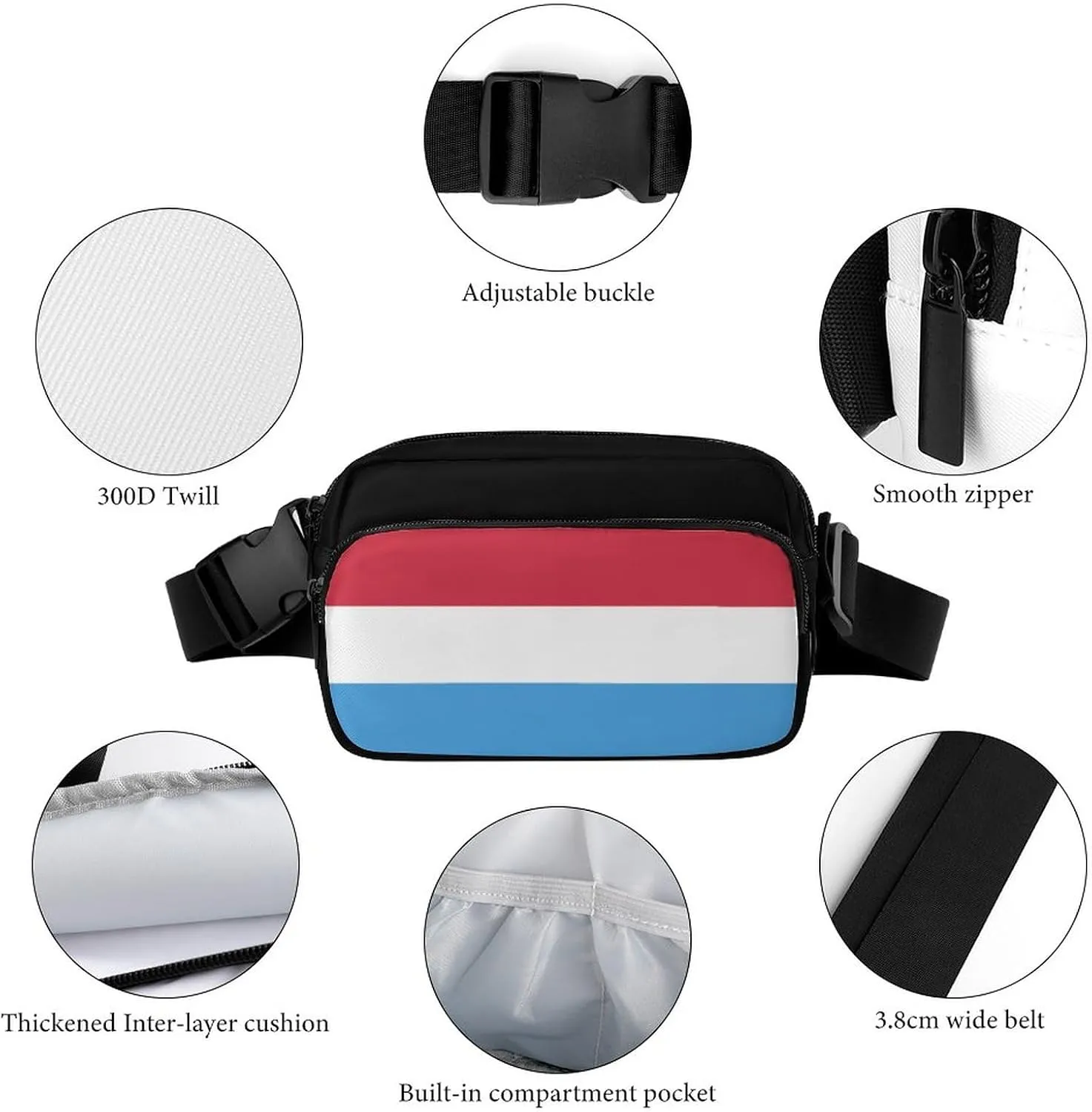 Flag of The Netherlands Unisex Mini Belt Bag with Adjustable Strap Small Fanny Pack Crossbody Chest Bag
