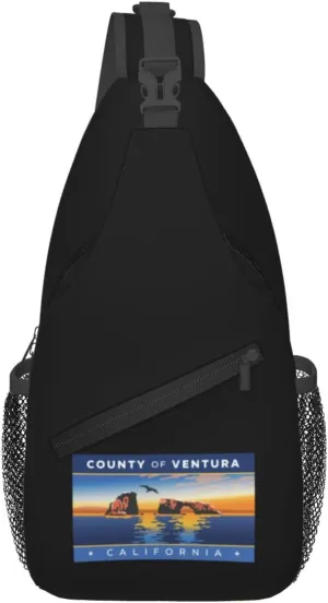 Flag Of Ventura County, California Crossbody Bags For Women Men Chest Backpack Gym Shoulder Bag Travel Outdoor Sports Casual Crossbody Bags