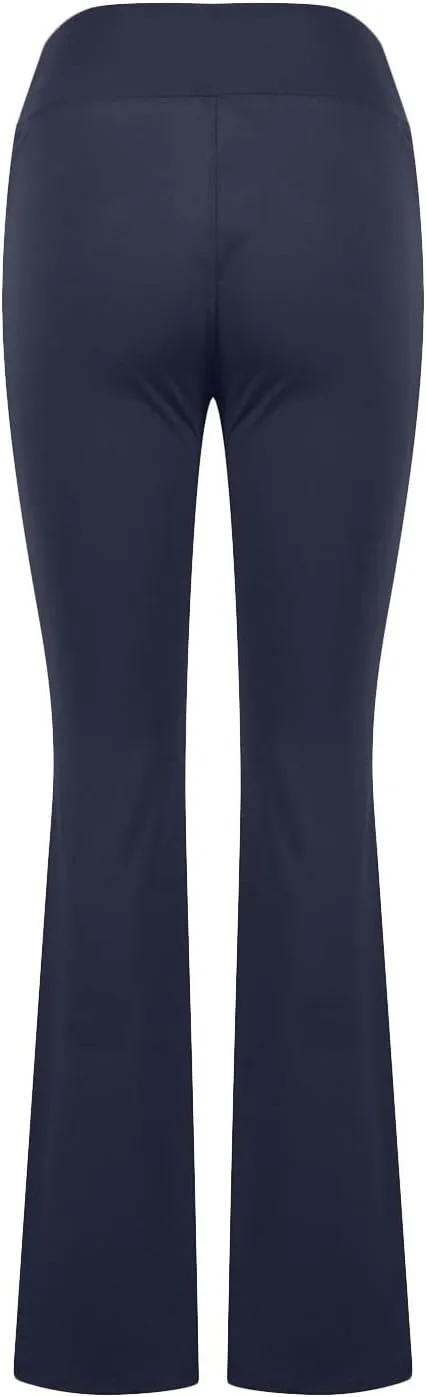 Flare Leggings With Pockets For Women High Waist Casual Workout Bell Bottom Pant Soft Yoga Wide Leg Bootcut Trouser
