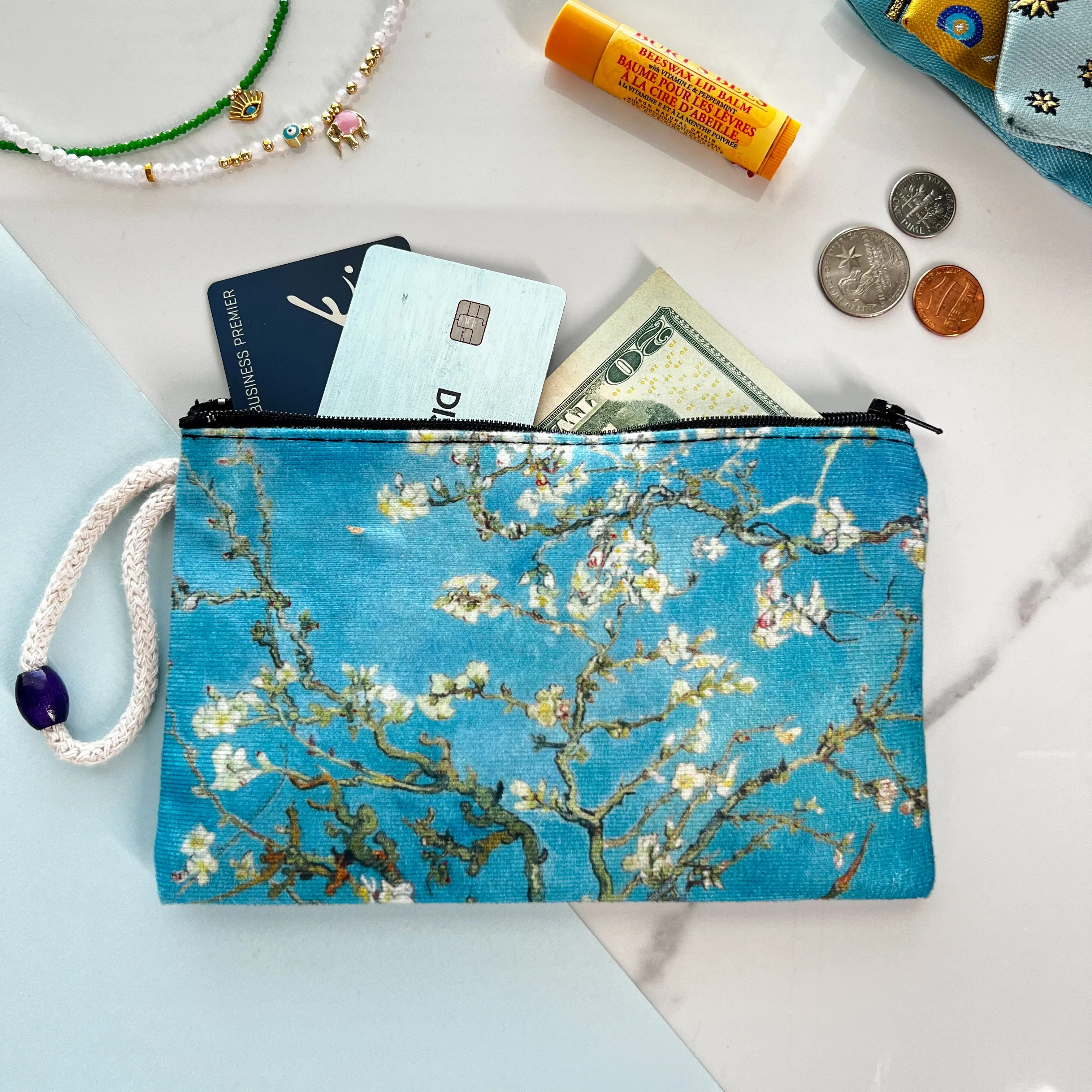 Floral Coin Purse, Handmade Zipper Pouch, Cute Gift for Women