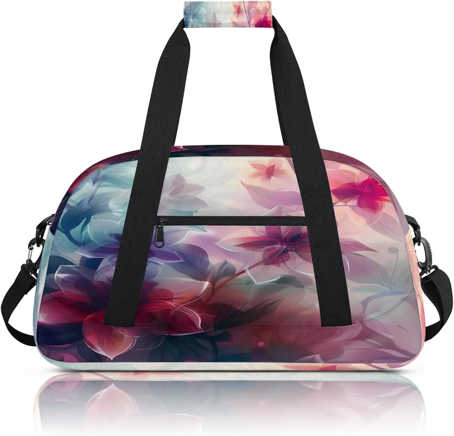 Floral Spring Flower Small Gym Bag 18 inch Carry On Duffel Bag for Weekender Travel Sports Workout Yoga Gymnastics Dance Ballet