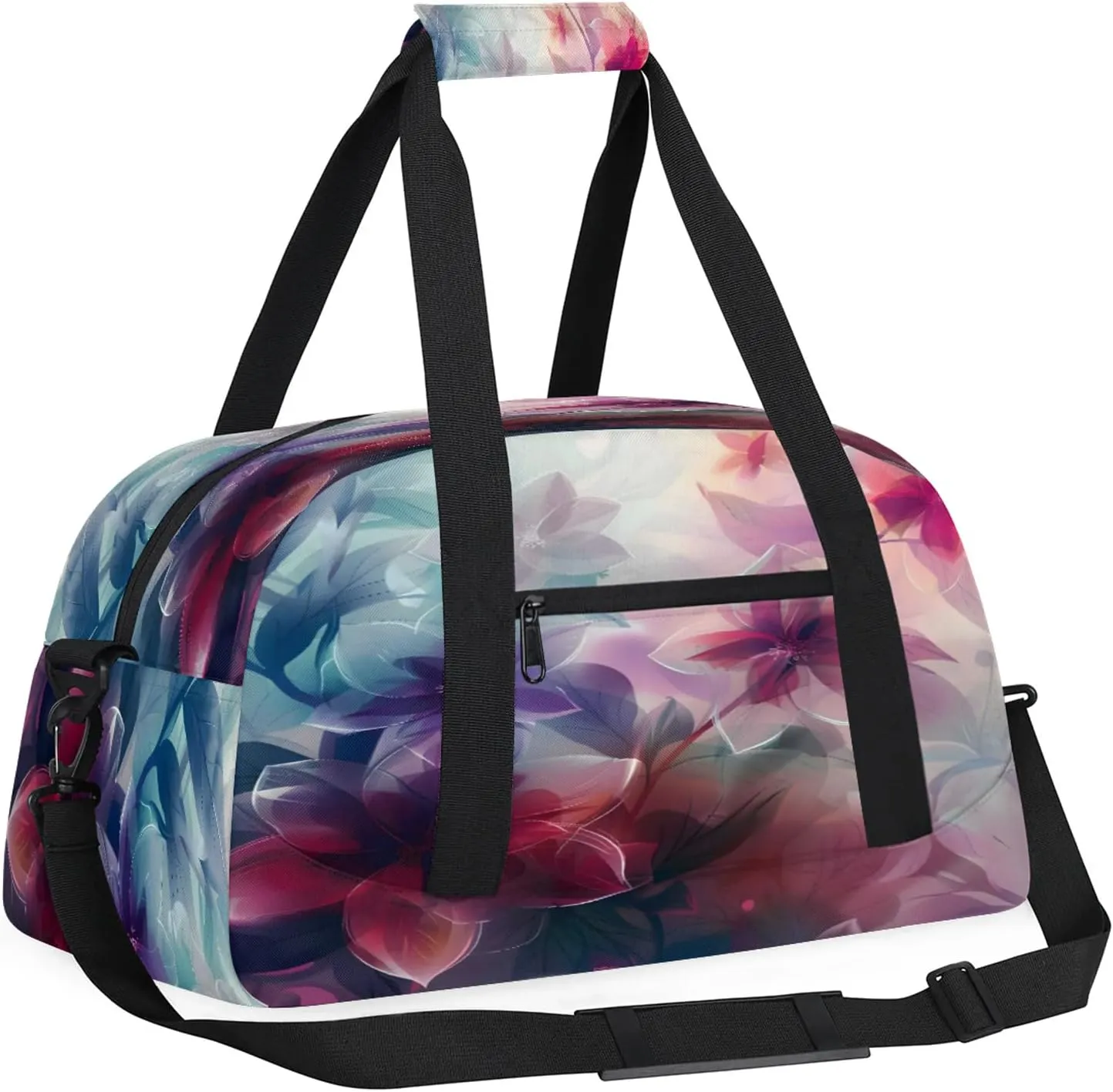 Floral Spring Flower Small Gym Bag 18 inch Carry On Duffel Bag for Weekender Travel Sports Workout Yoga Gymnastics Dance Ballet