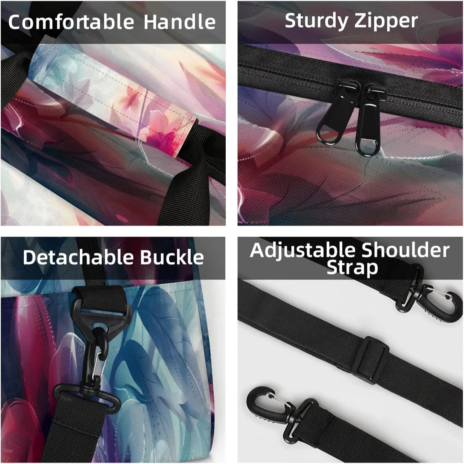 Floral Spring Flower Small Gym Bag 18 inch Carry On Duffel Bag for Weekender Travel Sports Workout Yoga Gymnastics Dance Ballet