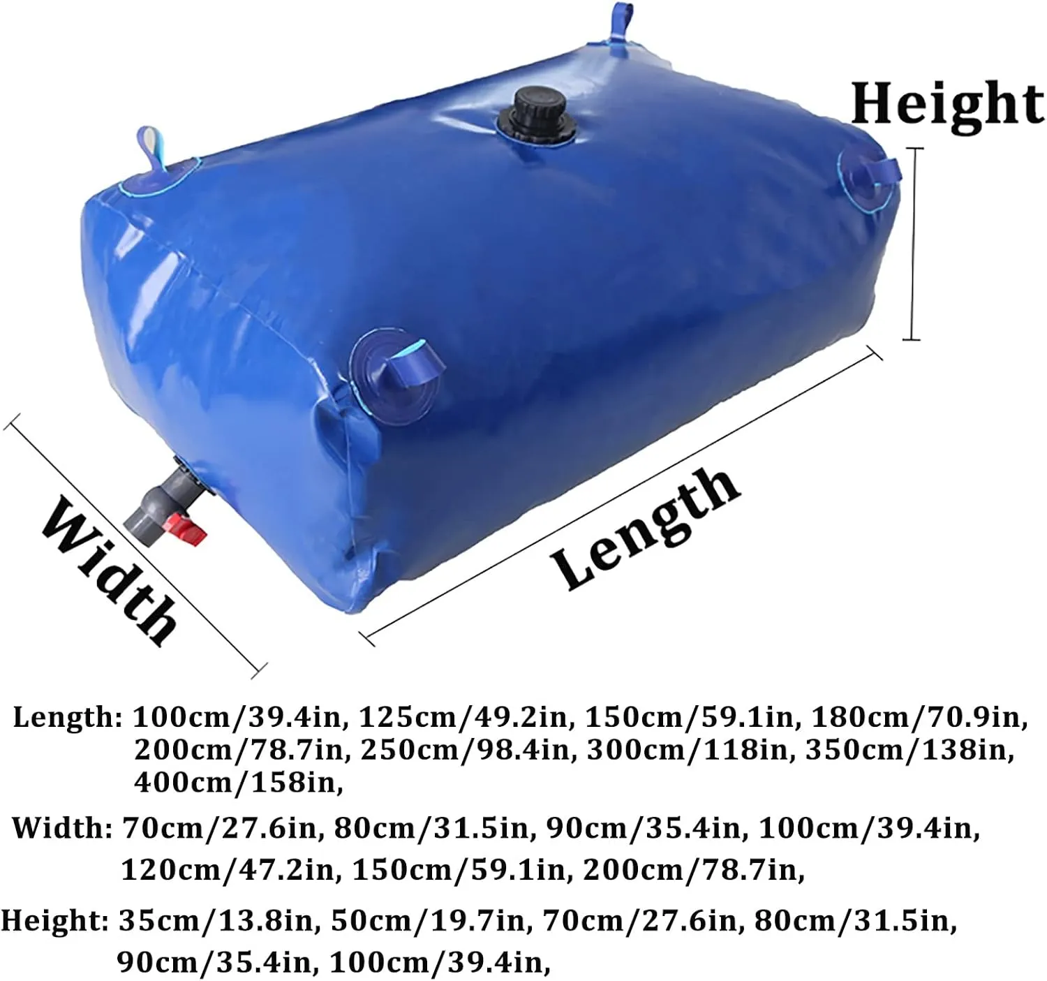 Foldable Portable Soft Water Bag Portable Emergency Water Storage Tank, 8000L Soft Drought-Resistant Water Bag Water Tank Camping Equipment Road Trip Water Bags for Garden Agriculture(4000L/2x2x1m)