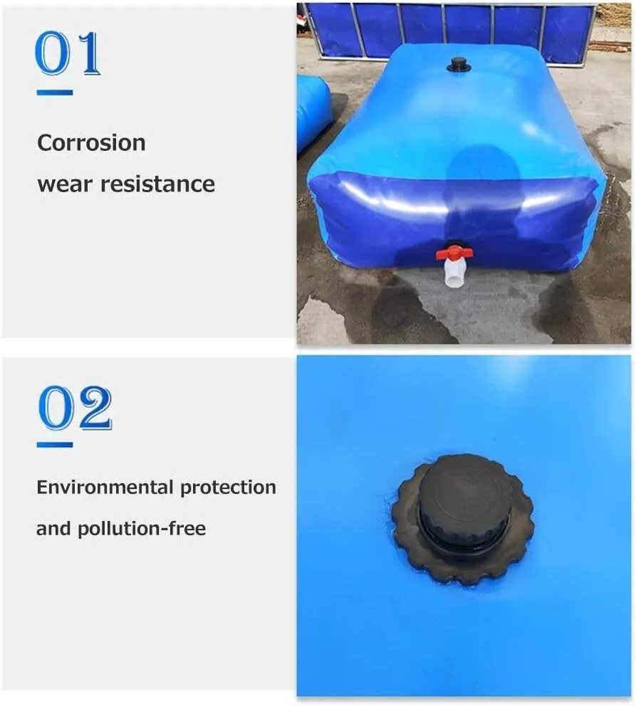 Foldable Rain Barrel Water Tank, Large Capacity Portable PVC Water Storage Bag with Faucet, Emergency Water Storage for Irrigation & Gardening (300L/79gal)(1000L(264gal))