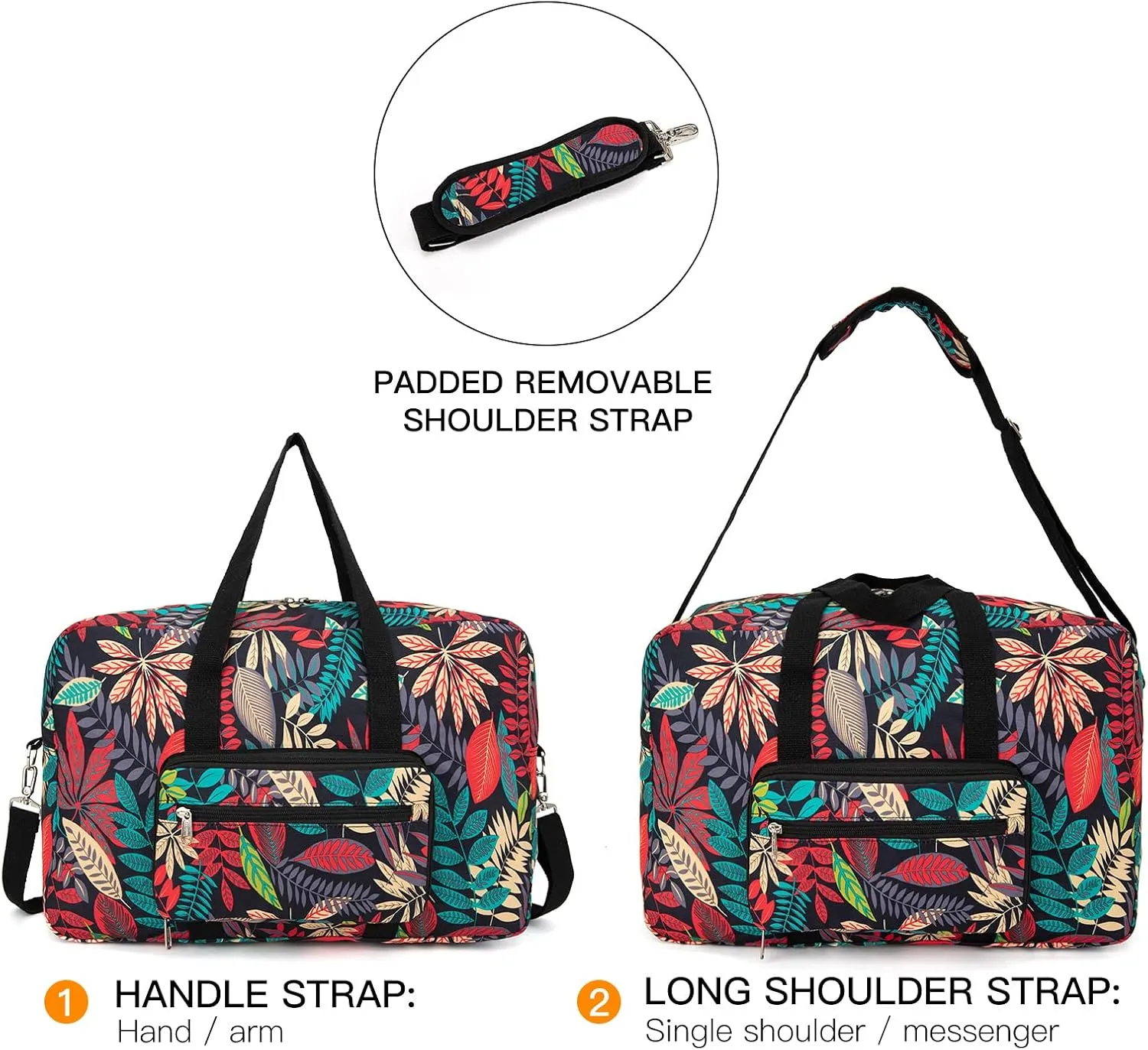Foldable Travel Duffel Bag, Medium Women's Weekender and Overnight bag carry on Luggage bag for Women