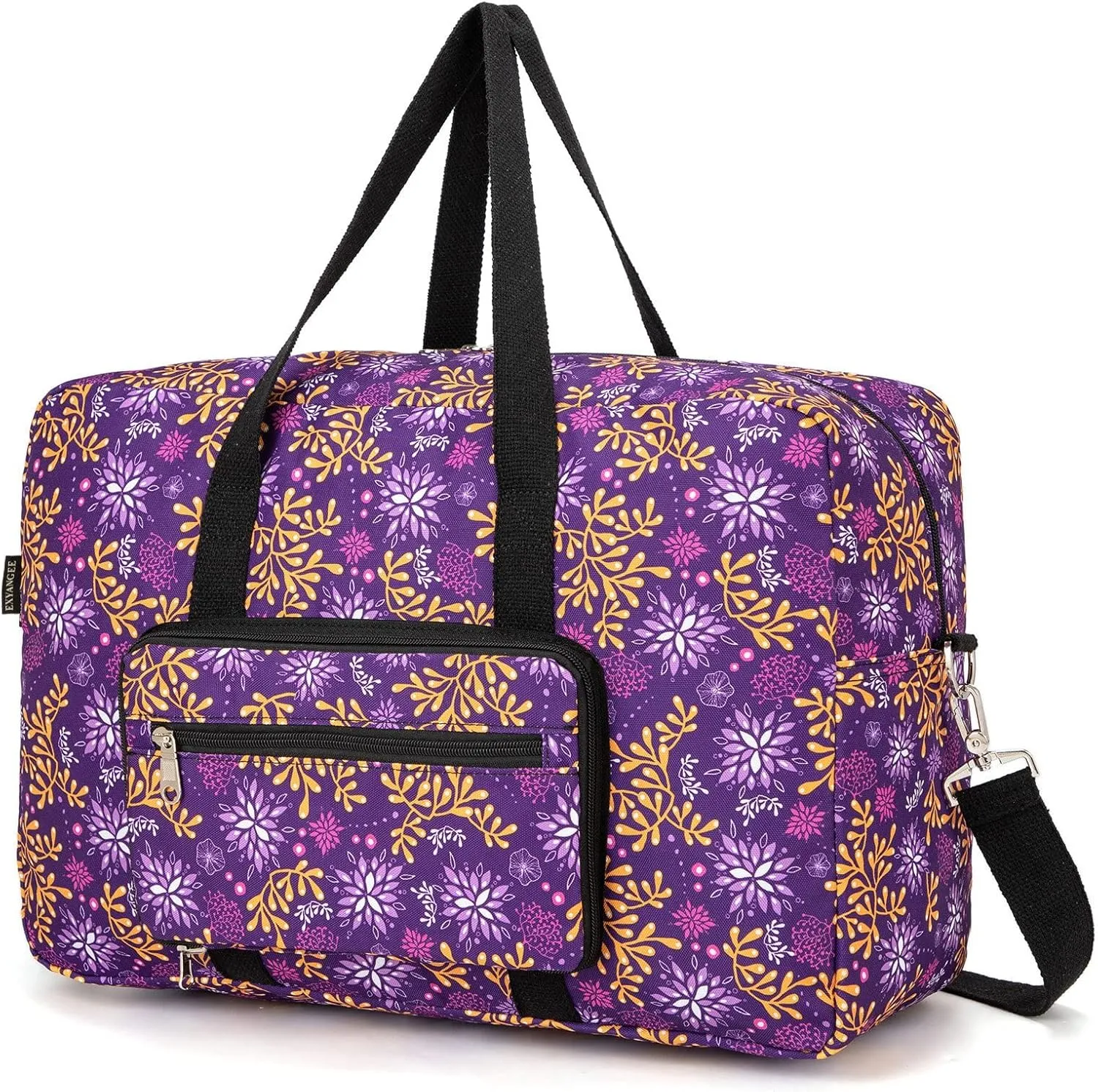 Foldable Travel Duffel Bag, Medium Women's Weekender and Overnight bag carry on Luggage bag for Women(Purple Outlook)