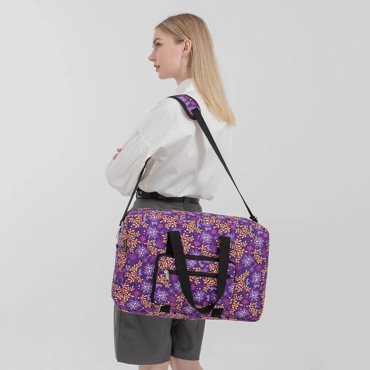 Foldable Travel Duffel Bag, Medium Women's Weekender and Overnight bag carry on Luggage bag for Women(Purple Outlook)