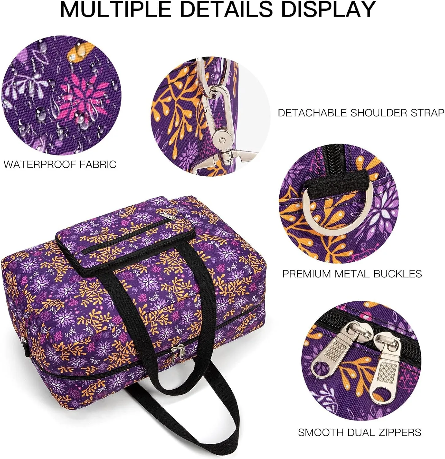 Foldable Travel Duffel Bag, Medium Women's Weekender and Overnight bag carry on Luggage bag for Women(Purple Outlook)
