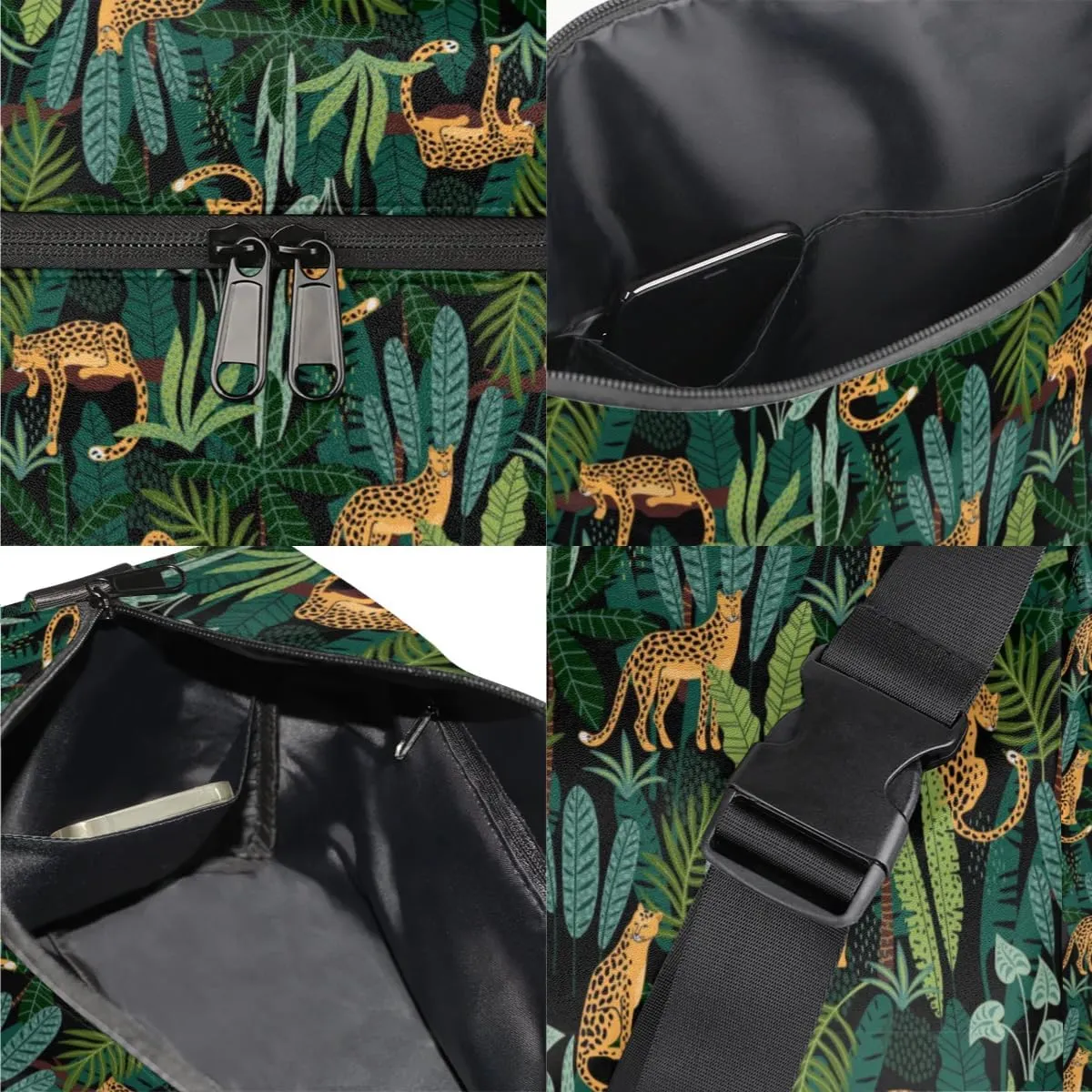 Forest Leopard Small Gym Bag for Men Women Workout Sport Duffle Bag Waterproof Weekender Overnight Bag Lightweight Carry on Tote Bag Crossbody Shoulder Travel Bag for Swim Yoge Dance