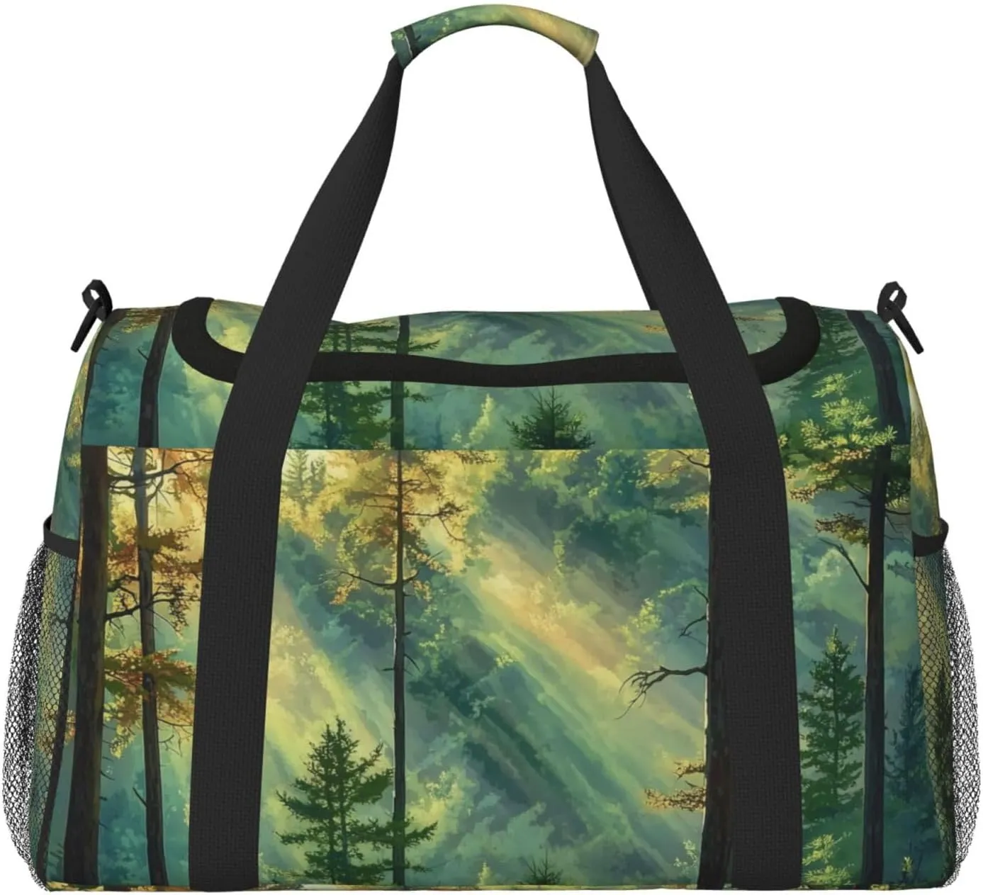 Forest Sunlight Duffle Bag Foldable Travel Tote Bag Carry On Large Weekender Overnight Bags Waterproof Gym Bag For Women Men