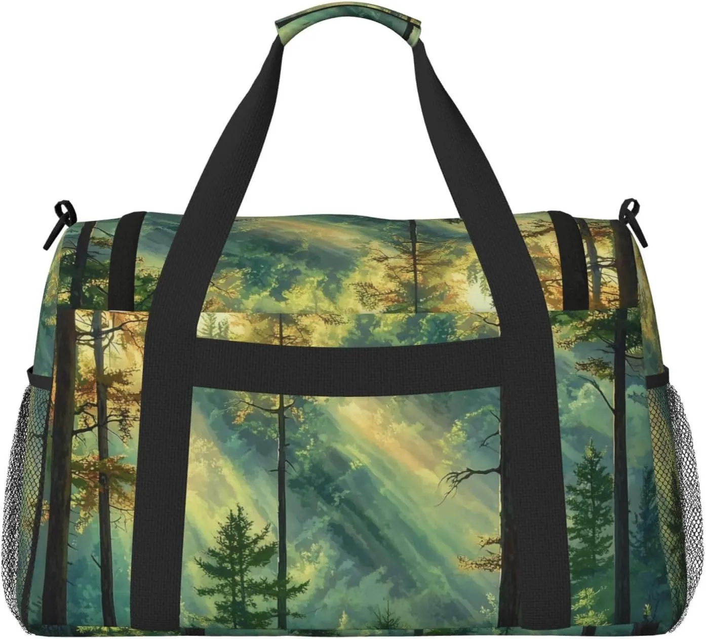 Forest Sunlight Duffle Bag Foldable Travel Tote Bag Carry On Large Weekender Overnight Bags Waterproof Gym Bag For Women Men