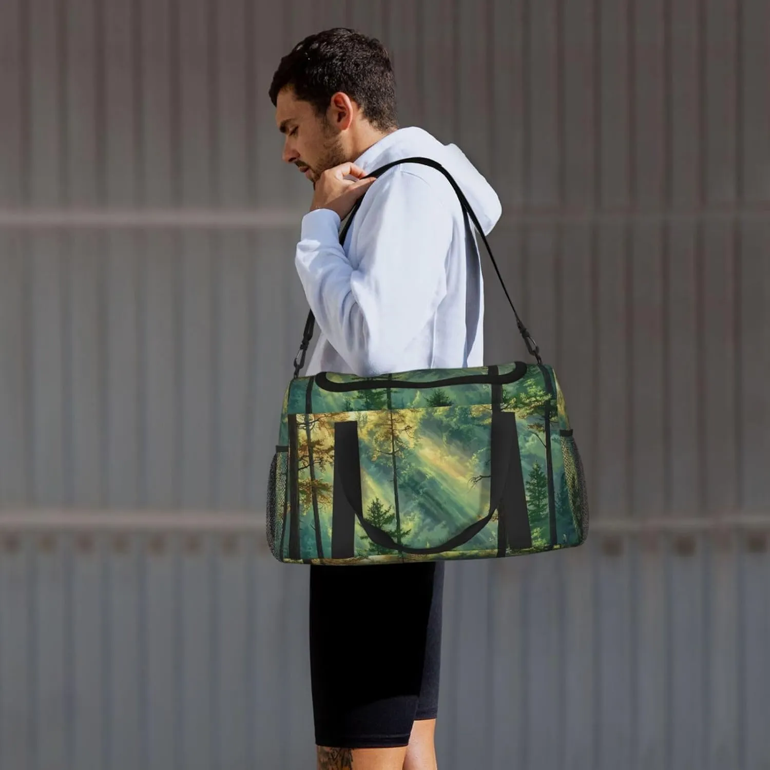 Forest Sunlight Duffle Bag Foldable Travel Tote Bag Carry On Large Weekender Overnight Bags Waterproof Gym Bag For Women Men