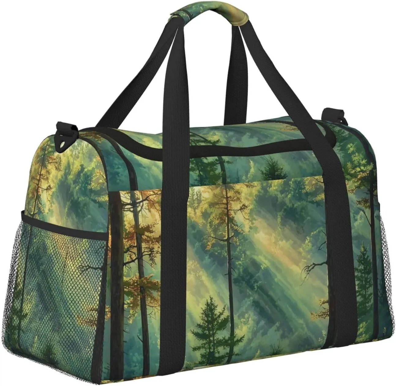 Forest Sunlight Duffle Bag Foldable Travel Tote Bag Carry On Large Weekender Overnight Bags Waterproof Gym Bag For Women Men