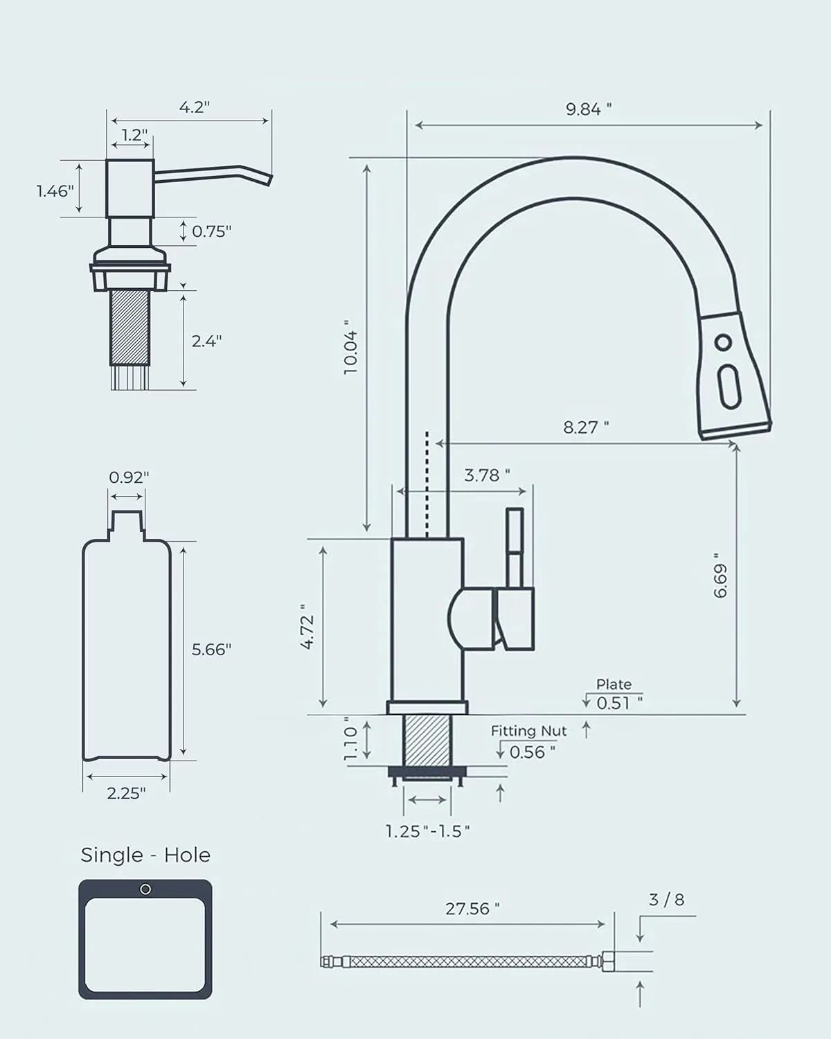 FORIOUS Kitchen Faucets with Soap Dispenser and Pull Down Sprayer, Chrome, High Arc Single Handle Classic 3 Modes Stainless Steel Faucet for Kitchen Sink Farmhouse RV Bar Laundry Camper