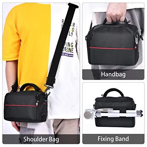 FOSOTO Compact Camera Shoulder Bag Case with Waterproof Rain Cover Compatible
