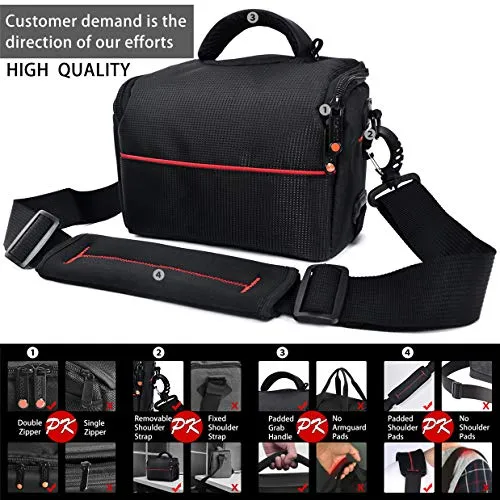 FOSOTO Compact Camera Shoulder Bag Case with Waterproof Rain Cover Compatible