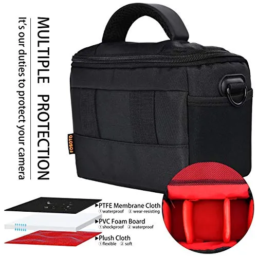 FOSOTO Compact Camera Shoulder Bag Case with Waterproof Rain Cover Compatible