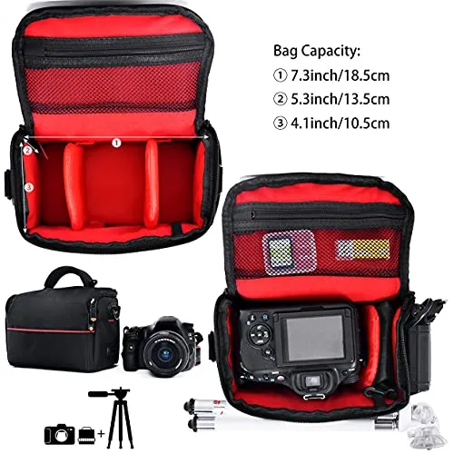 FOSOTO Compact Camera Shoulder Bag Case with Waterproof Rain Cover Compatible