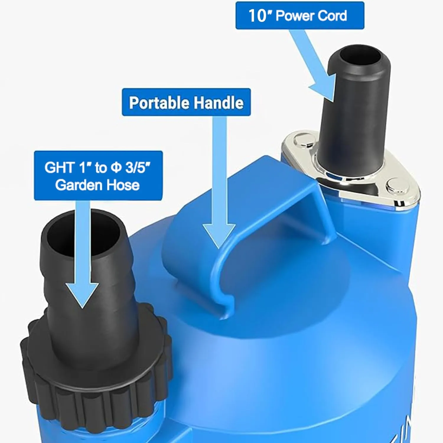 FOTING 1/4HP Portable Utility Pump Submersible Small Backup Sump Pump Draining pump to Remove Water from Flooding House Basement Pool Tankless Heater Flushing Pump with 10-Foot Cord SUB 1676
