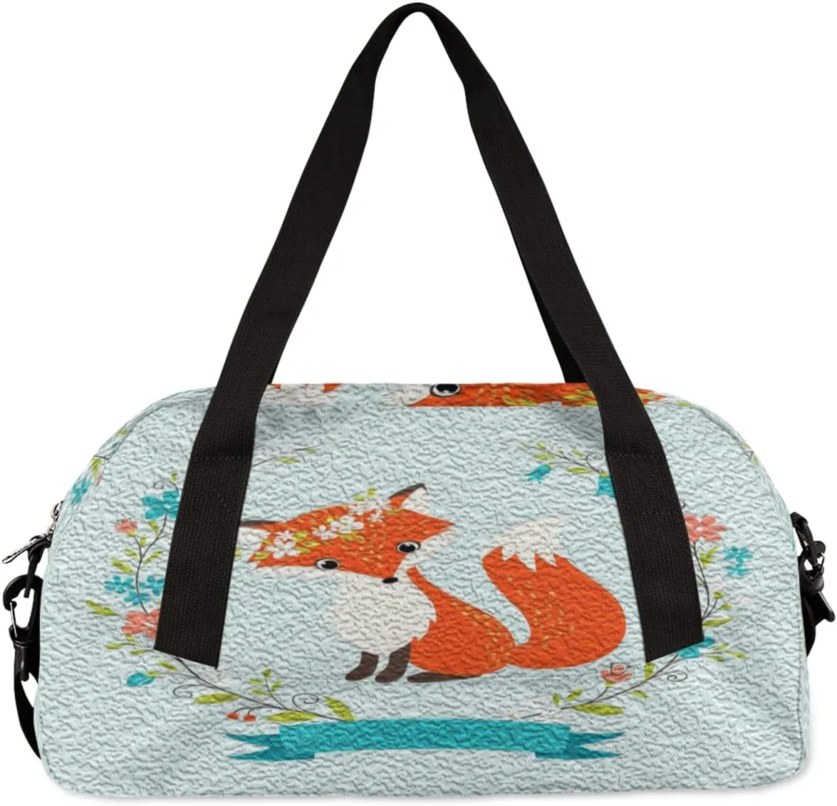 Fox Flower Kids Duffel Bag for Girls Boys Teens, Fox Oil Painting Dance Bag Overnight Small Duffel Bag Carry On Weekend Sports Gym Travel Bag for School Practice Gymnastics Ballet