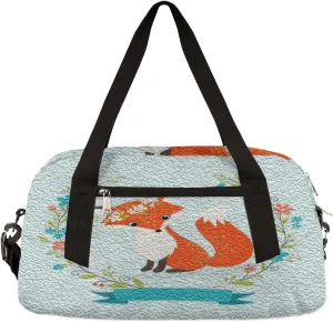 Fox Flower Kids Duffel Bag for Girls Boys Teens, Fox Oil Painting Dance Bag Overnight Small Duffel Bag Carry On Weekend Sports Gym Travel Bag for School Practice Gymnastics Ballet