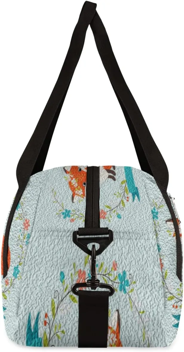 Fox Flower Kids Duffel Bag for Girls Boys Teens, Fox Oil Painting Dance Bag Overnight Small Duffel Bag Carry On Weekend Sports Gym Travel Bag for School Practice Gymnastics Ballet