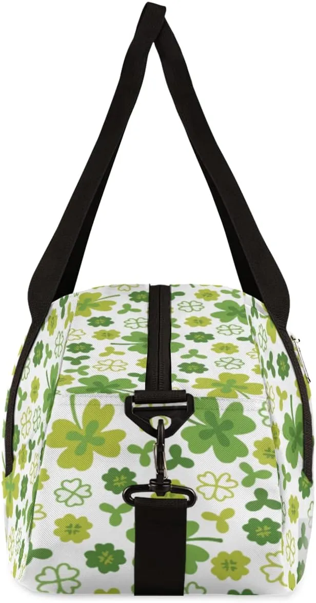 Fragmented Shamrock Clover Kids Duffel Bag for Girls Boys Teens, Custom Name Dance Bag Overnight Small Duffel Bag Carry On Weekend Sports Gym Travel Bag for School Practice Gymnastics Ballet