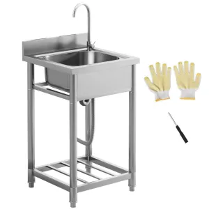 Freestanding Stainless Steel Laundry & Utility Sink with Faucet