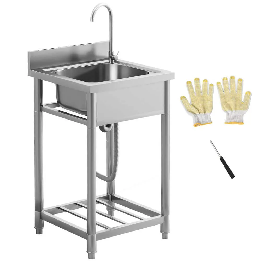 Freestanding Stainless Steel Laundry & Utility Sink with Faucet
