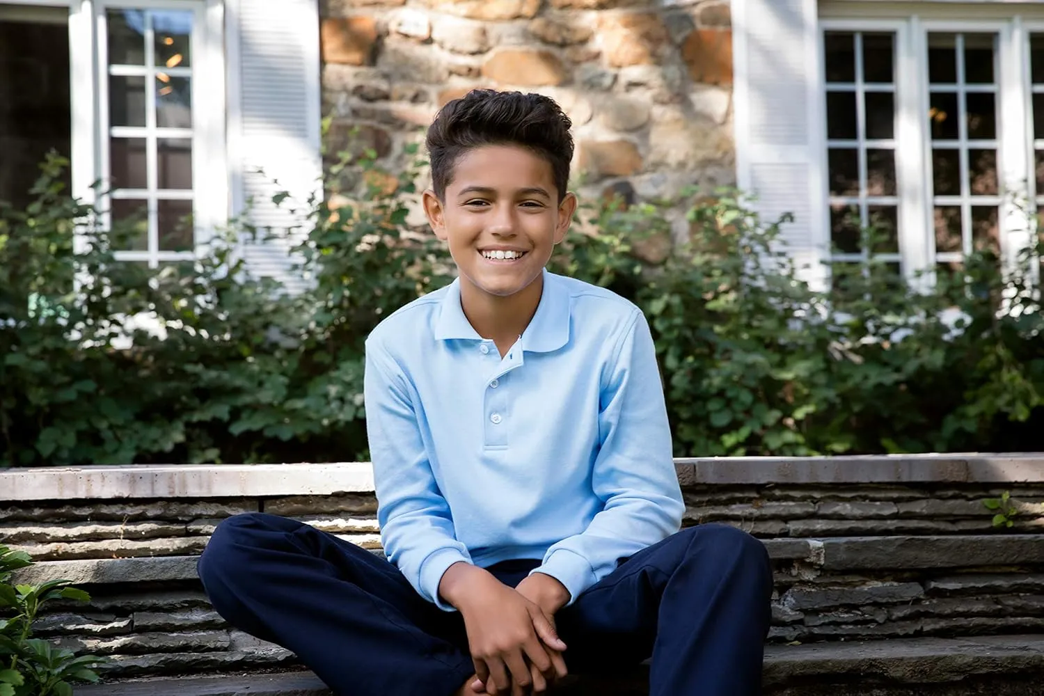 French Toast boys Relaxed Fit Twill Pant With Adjustable Waist in Standard Slim and Husky
