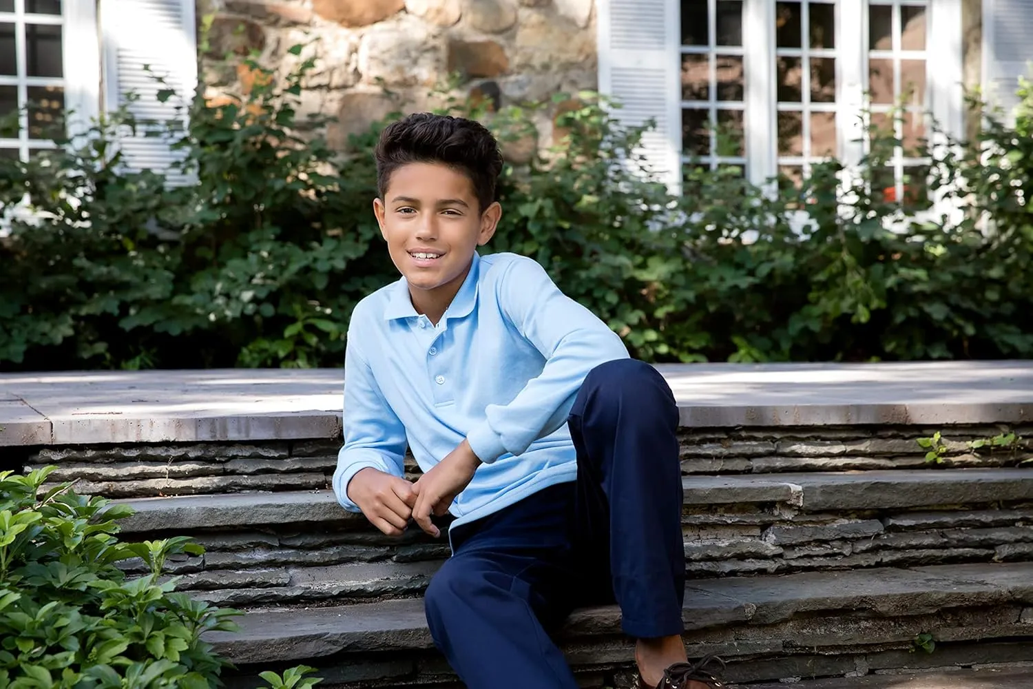 French Toast boys Relaxed Fit Twill Pant With Adjustable Waist in Standard Slim and Husky