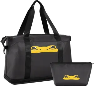 Frog Head Travel Duffel Bag Waterproof Gym Sport Tote Bag Carry On Weekender Bag with Compartment