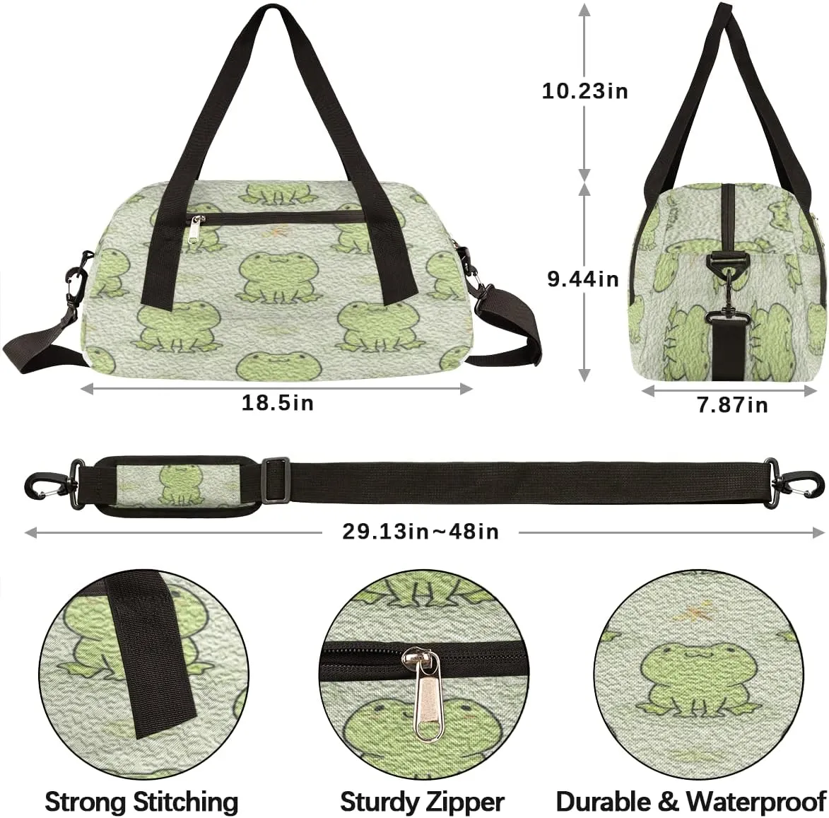 Frog Kids Duffel Bag for Girls Boys Teens, Frog Oil Painting Dance Bag Overnight Small Duffel Bag Carry On Weekend Sports Gym Travel Bag for School Practice Gymnastics Ballet