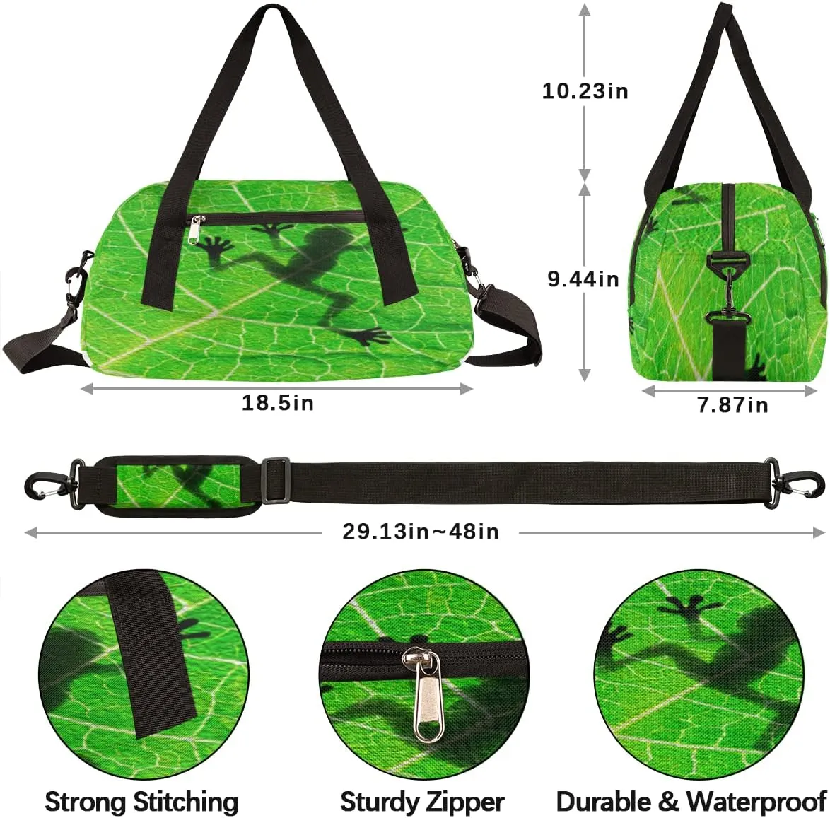 Frog Shadow Kids Duffel Bag for Girls Boys Teens, Frog Oil Painting Dance Bag Overnight Small Duffel Bag Carry On Weekend Sports Gym Travel Bag for School Practice Gymnastics Ballet