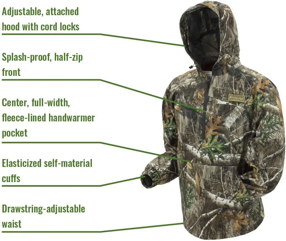Frogg Toggs Dead Silence Brushed Camo Waterproof Pullover Rain Hoodie