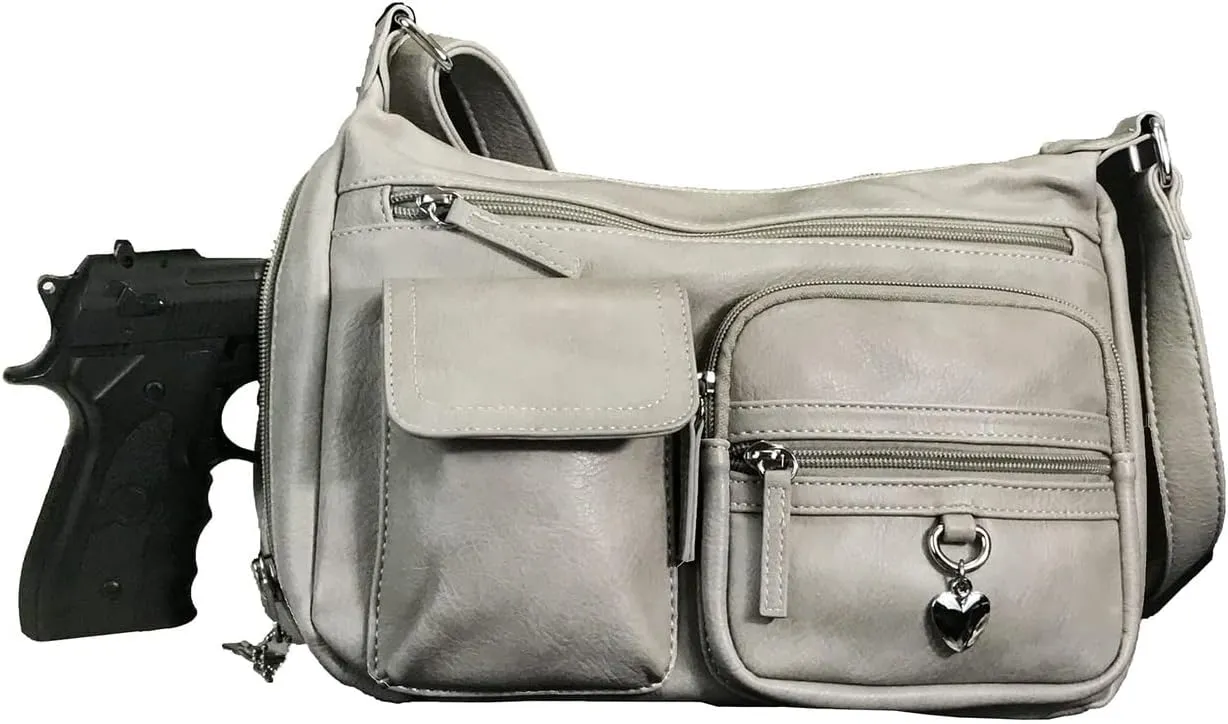 Front Pockets side Locking Concealed Carry Purse CCW Crossbody Bag