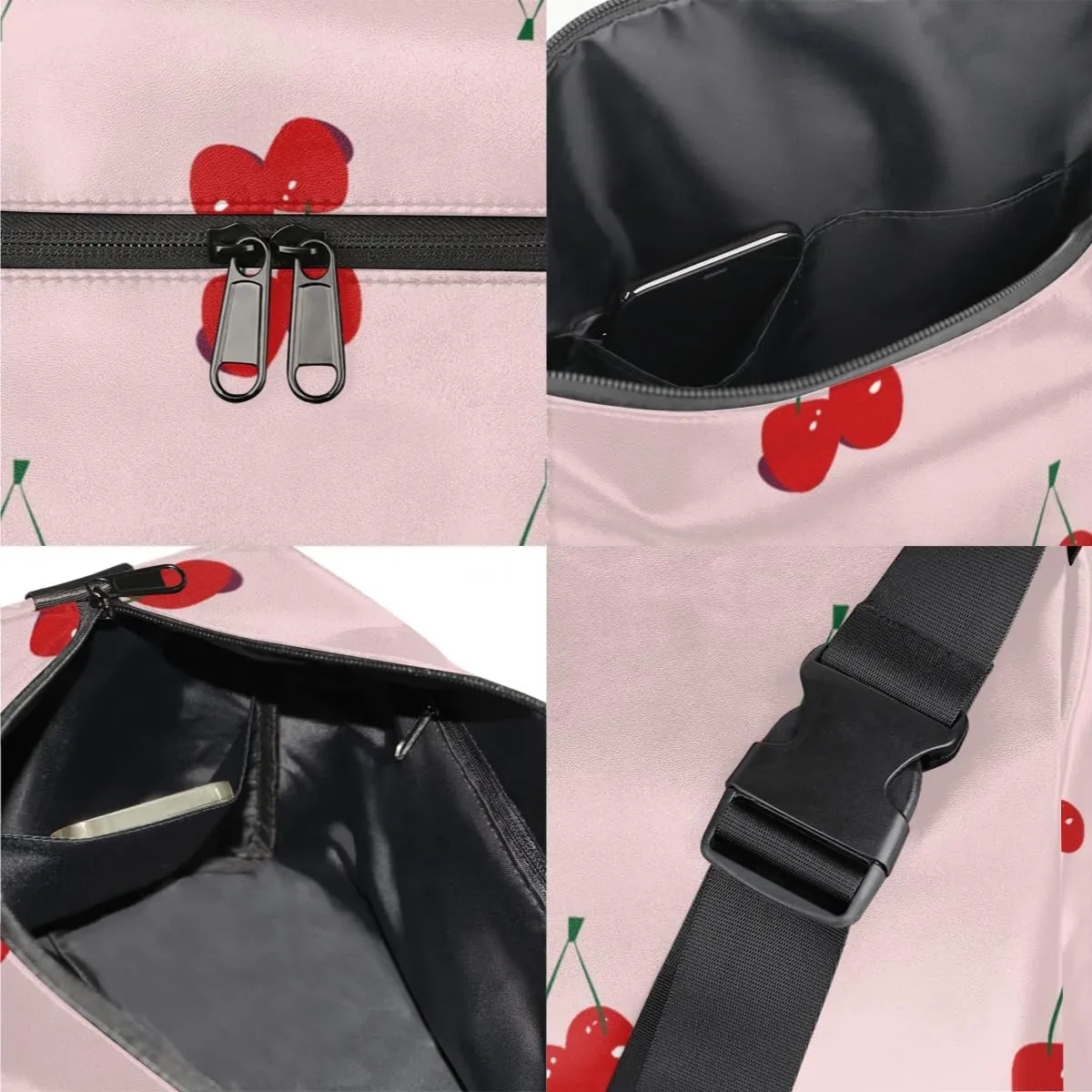 Fruit Cherry Small Gym Bag for Men Women Workout Sport Duffle Bag Waterproof Weekender Overnight Bag Lightweight Carry on Tote Bag Crossbody Shoulder Travel Bag for Swim Yoge Dance