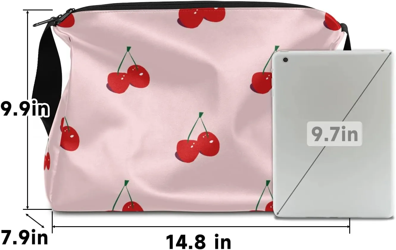 Fruit Cherry Small Gym Bag for Men Women Workout Sport Duffle Bag Waterproof Weekender Overnight Bag Lightweight Carry on Tote Bag Crossbody Shoulder Travel Bag for Swim Yoge Dance