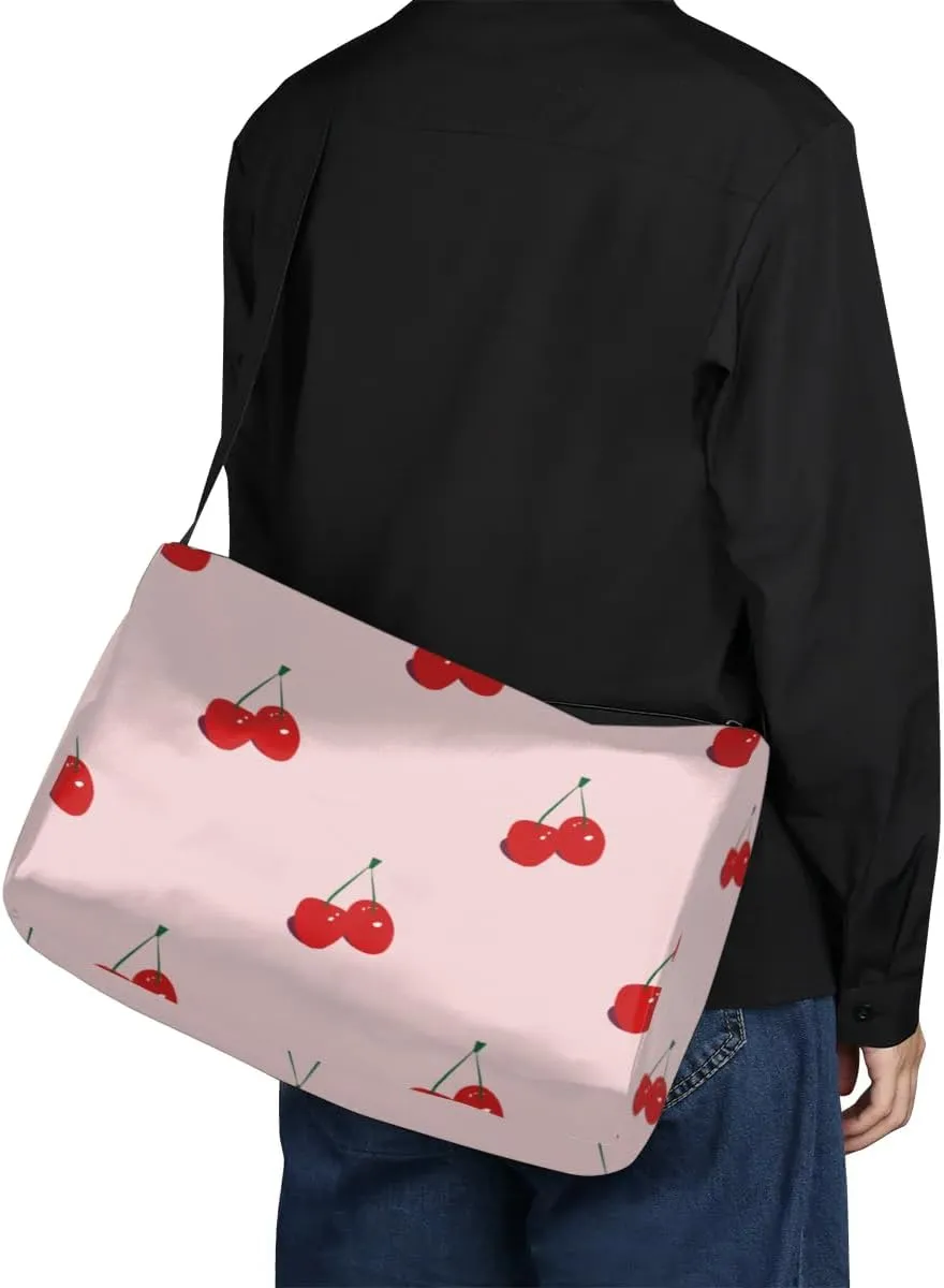 Fruit Cherry Small Gym Bag for Men Women Workout Sport Duffle Bag Waterproof Weekender Overnight Bag Lightweight Carry on Tote Bag Crossbody Shoulder Travel Bag for Swim Yoge Dance