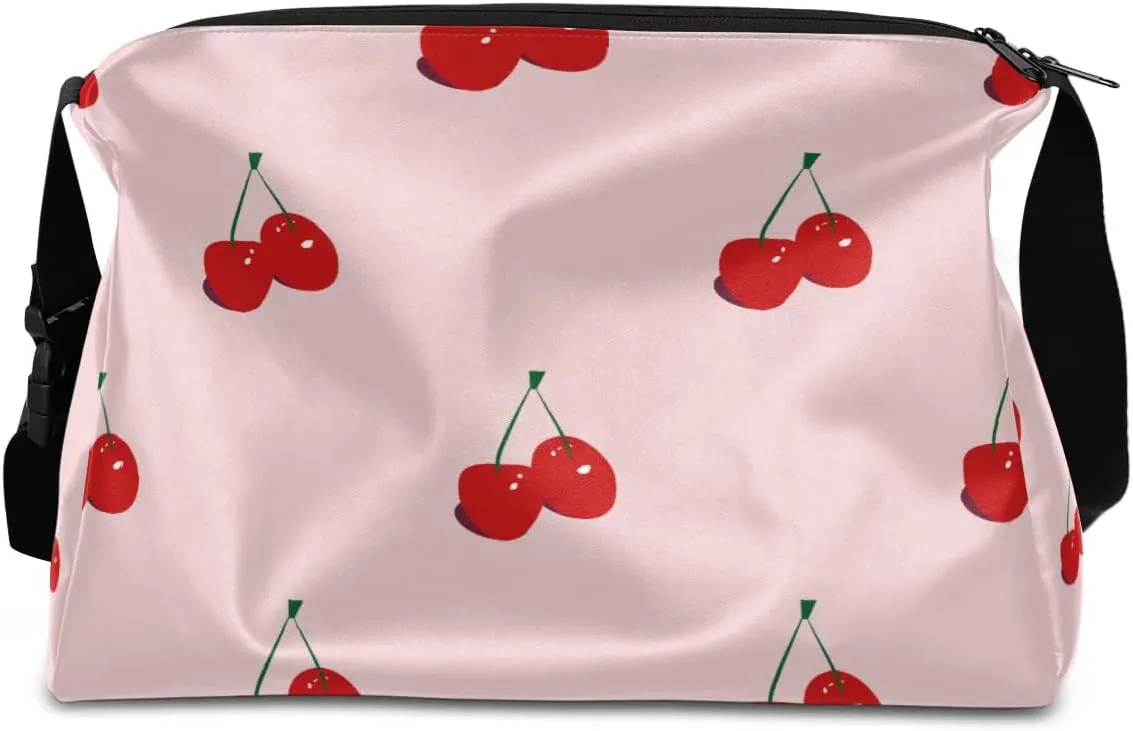 Fruit Cherry Small Gym Bag for Men Women Workout Sport Duffle Bag Waterproof Weekender Overnight Bag Lightweight Carry on Tote Bag Crossbody Shoulder Travel Bag for Swim Yoge Dance